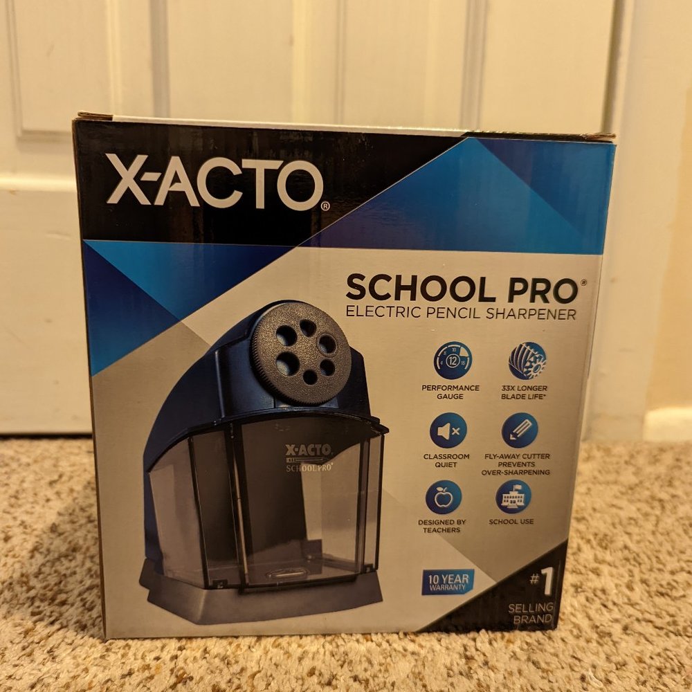 X-ACTO School Pro Electric Pencil Sharpener Blue/Gray Model 1670 NEW IN BOX